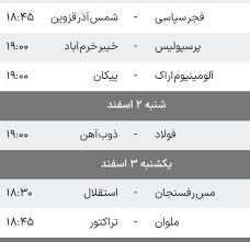 برنامه دیدارهای هفته ۲۲ لیگ‌برتر