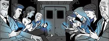 Image result for people on trains with mobiles