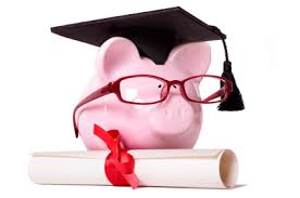 A piggy bank wearing a graduation cap