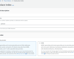 Image of creating a place index in AWS Location Service