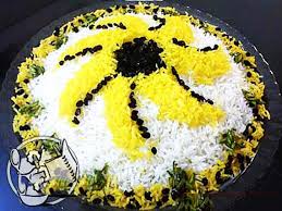 Image result for ‫تزیین برنج با زعفران و زرشک‬&lrm;