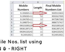 Image of spreadsheet with a list of mobile numbers