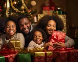 Imagen de Family gathered around a Christmas tree