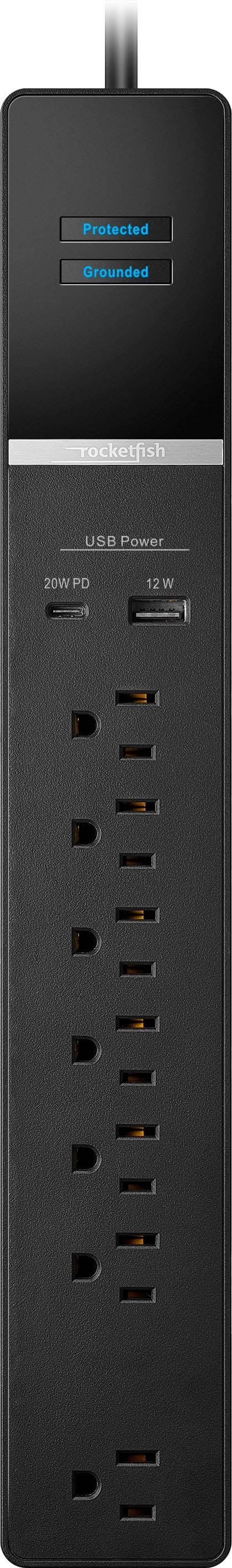 Rocketfish 7-Outlet/1-USB/1-USB-C 2160 Joules Surge Protector Strip