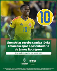 🔟 Novo camisa 10! Jhon Árias, meia-atacante do Palmeiras, será o novo camisa 10 da Seleção Colombiana! Os jornalistas Juan Camilo Ruiz e Pipe Sierra, divulgaram a informação após a confirmação da aposentadoria de James Rodríguez da seleção. Co