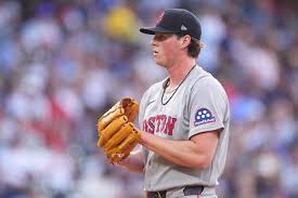 Jake Bennett pitching for the Red Sox