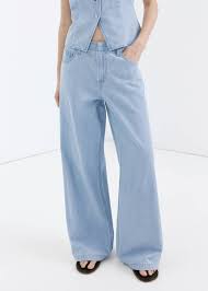 Jeans wide leg tiro medio