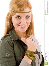 Hippie Young Woman In Khaki Outfit Hold Dog-tag Royalty Free Stock Photo - Image: 19436615 - hippie-young-woman-khaki-outfit-hold-dog-tag-19436615
