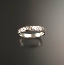 White Gold 14k 3.6mm Vine and Flower Pattern Band Wedding Ring Made to Order in Your Size 
