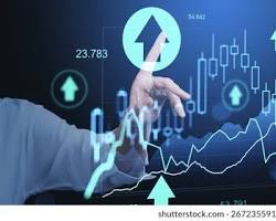 AI data analytics marketing insights graphs and charts glowing blue background، من إنشاء الذكاء الاصطناعي