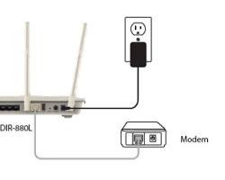 Connecting the power adapter to a router and plugging it into an outlet