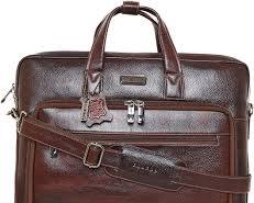 Image of Esbeda Brown Faux Leather Laptop Messenger Bag