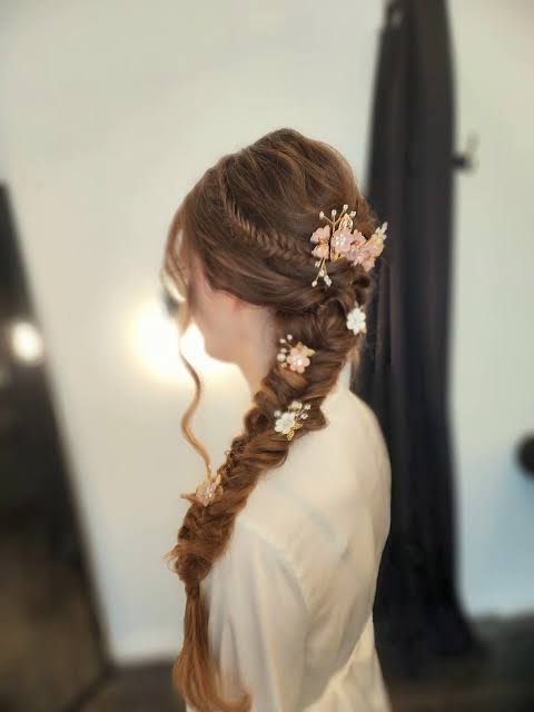When your beautiful bride wants a boho fishtail braid, you make it ...