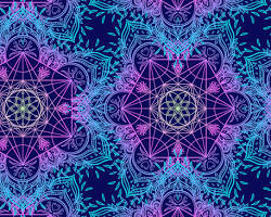 visionary art microscopic cells as galaxies molecular biology sacred geometry fractal cosmic mirror, AI generated