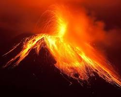 Image of active volcanic eruption