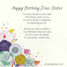 Free Birthday Cards For Sister - Happy Birthday Dear Sister via Relatably.com