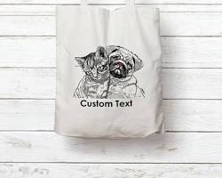 tote bag with a pet's illustration on itの画像