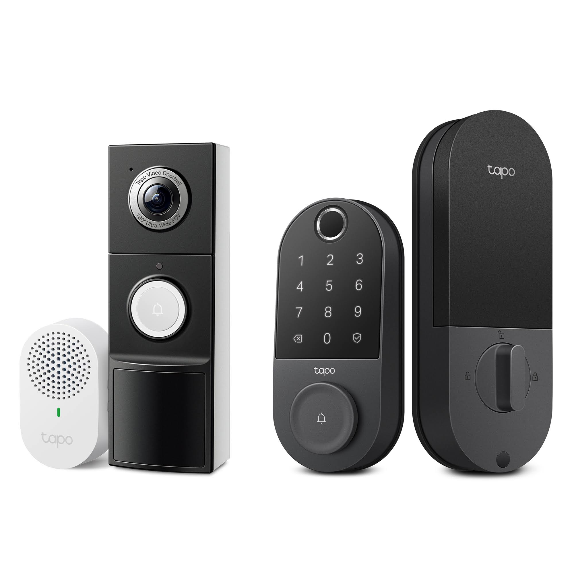TP-Link Tapo D225 2K Smart Video Doorbell with Chime & DL110 Fingerprint Smart Wi-Fi Door Lock with Keypad Bundle Set