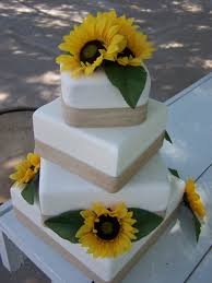 Sunflower & Burlap Wedding Cake