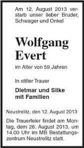 Wolfgang Evert-im Alter von 59 | Nordkurier Anzeigen