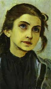 Artist: Mikhail Nesterov. Completion Date: c.1890. Style: Symbolism. Genre: portrait. Technique: oil. Material: panel - portrait-of-a-girl-study-for-youth-of-st-sergiy-radonezhsky