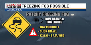 Dense fog and freezing fog overnight