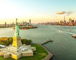 Image of Statue of Liberty and Ellis Island, New York City