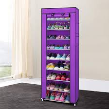 10 Layer 9-grid Non-woven Fabric Shoe Cabinet Purple