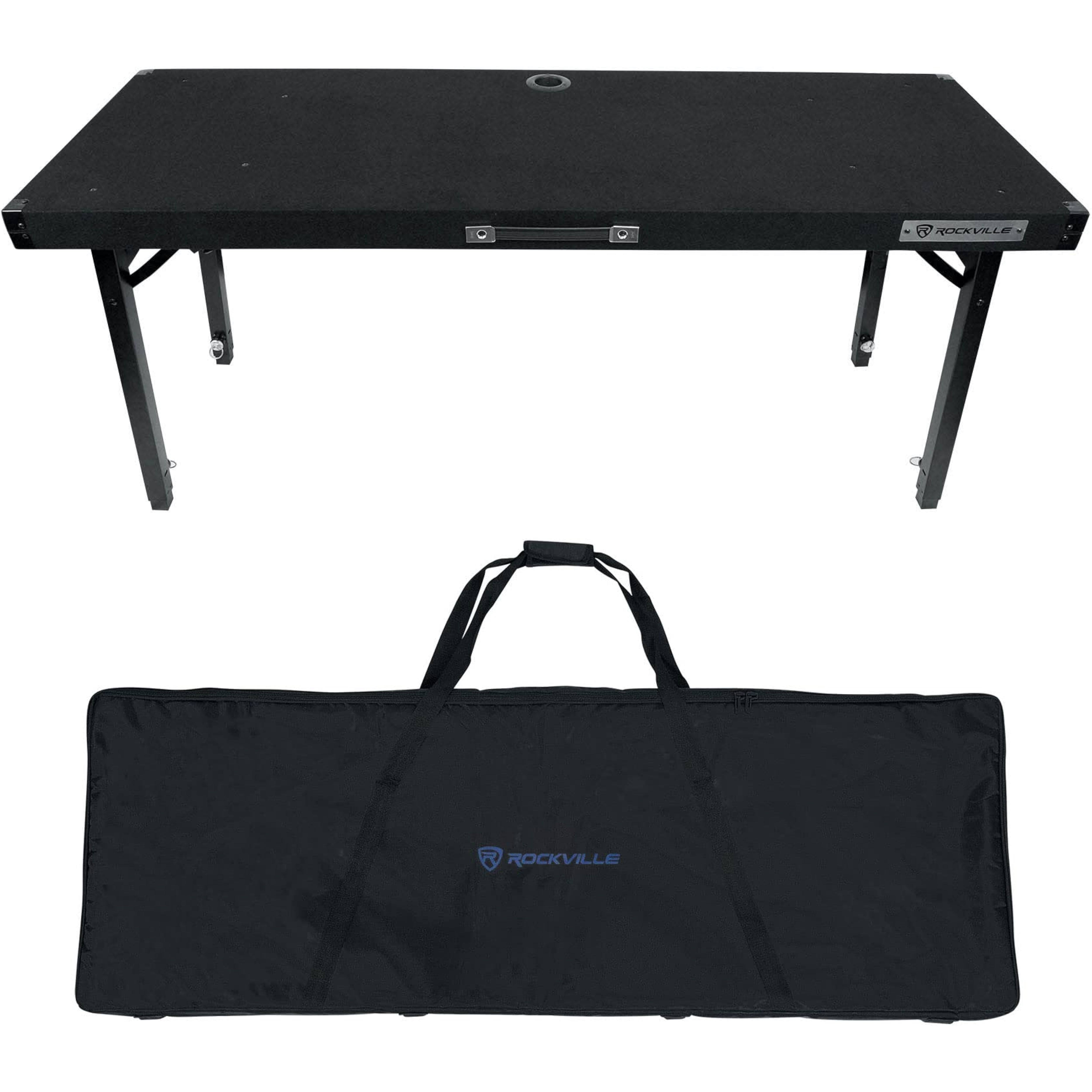 Rockville rtbl4 Adjustable Height DJ Table Folding Legs + Carry Bag 20" x 60