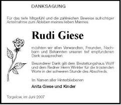 Rudi Giese-möchten wir allen V | Nordkurier Anzeigen
