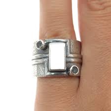 SAJEN 925 Sterling Silver Vintage Real MOP & Tanzanite Adjustable Ring Size 7.25 | eBay