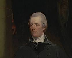 Image of William Pitt the Younger portrait British Empire map late 18th century Napoleonic Wars Act of Union 1801 Battle of Trafalgar 1805 William Pitt the Younger addressing House of Commons portrait by John Hoppner statue of William Pitt the Younger 10 Downing Street