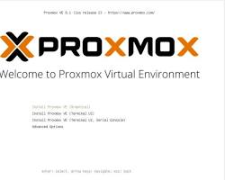 Proxmox VE graphical installation welcome screen，AI 生成
