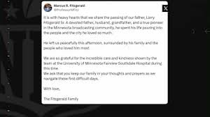 The Fitzgerald family announce the death of Larry Fitzgerald Sr.