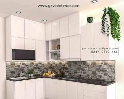 Gambar Dapur minimalis modern dengan kitchen set berwarna putih