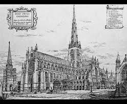 Old St Paul&#39;s Cathedral, prior to its destruction in the Fire of London in 1666, was the largest church in Britain, and the third largest in Europe. - OldStPauls01