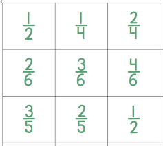 Image result for fraction bingo