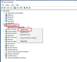 Right-clicking on a graphics adapter and selecting Update driver