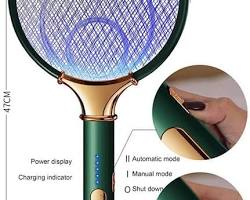 electric mosquito swatter racket hand killing fly bug zapper action, AI generated