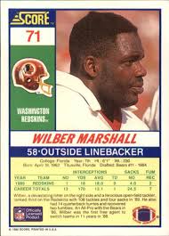 ... 1990 Score #71 Wilber Marshall back image - back