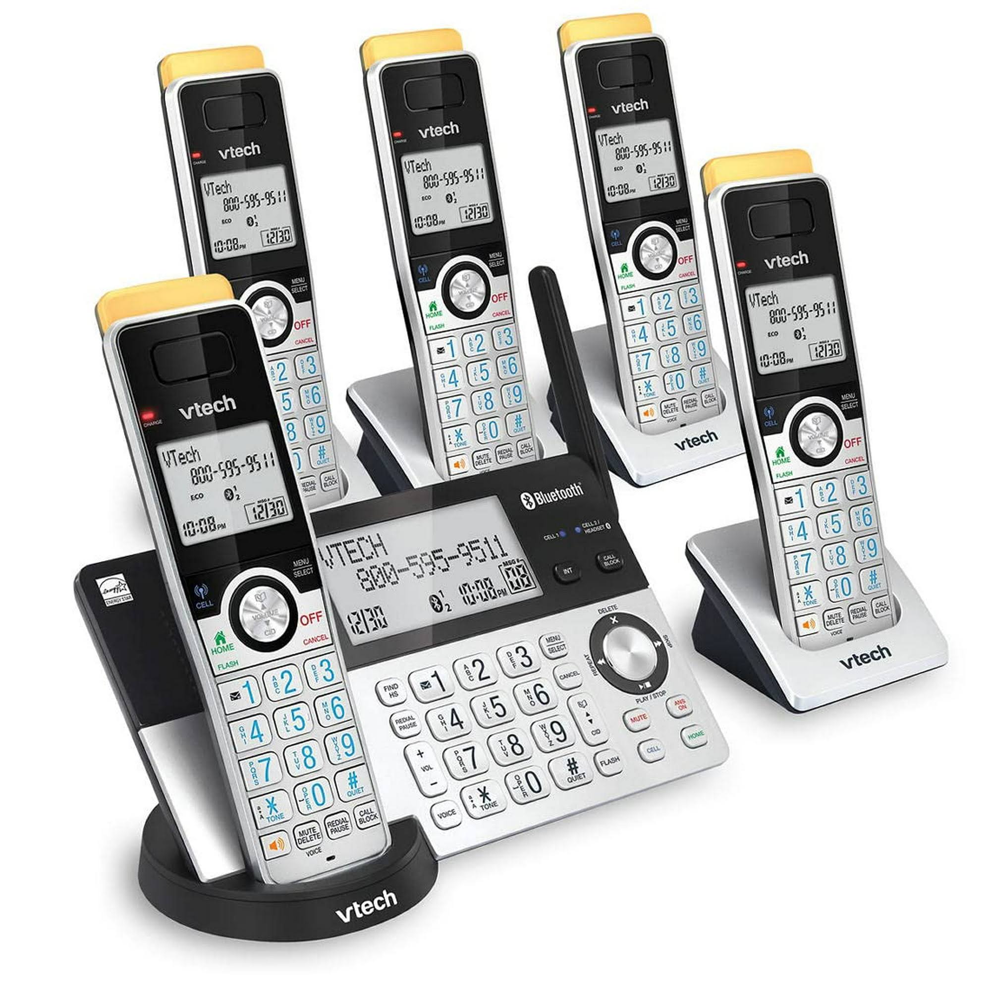 Vtech 5-Handset Cordless Phone with Super Long Range, Bluetooth Connect to Cell, Smart Call Blocker and Answering System