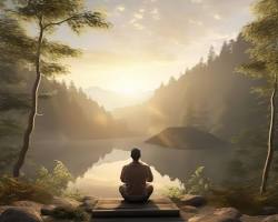 Obrázok: person doing yoga in a peaceful setting