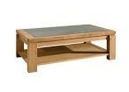 Oak coffee table with glass top