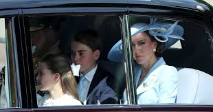 First pictures of Princess Kate, George, Charlotte and Louis arriving for Trooping