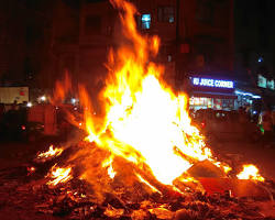 Image of Holika Dahan, a Holi bonfire celebration