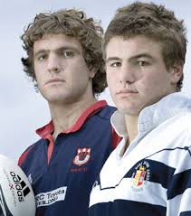 COUNTRY COUSINS: Captaining opposing sides, Feilding High School&#39;s Luke Whitelock, left, and Ben Funnell (Palmerston North Boys&#39; High School). - 518707