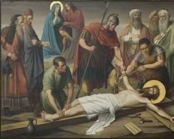صورة Statie 11 van de lijdensweg: Jezus wordt aan het kruis genageld