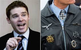 MP Aidan Burley, left, supplied his groom Mark Fournier with banned Nazi uniform, similar to that pictured, right Photo: PA/ALAMY. By News agencies - Burley-Nazi-unifor_2798757b