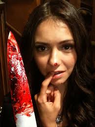 Vampire Katherine just aged another year . . . – Happy Birthday, Nina Dobrev! - nina-dobrev-with-bloody-knife1