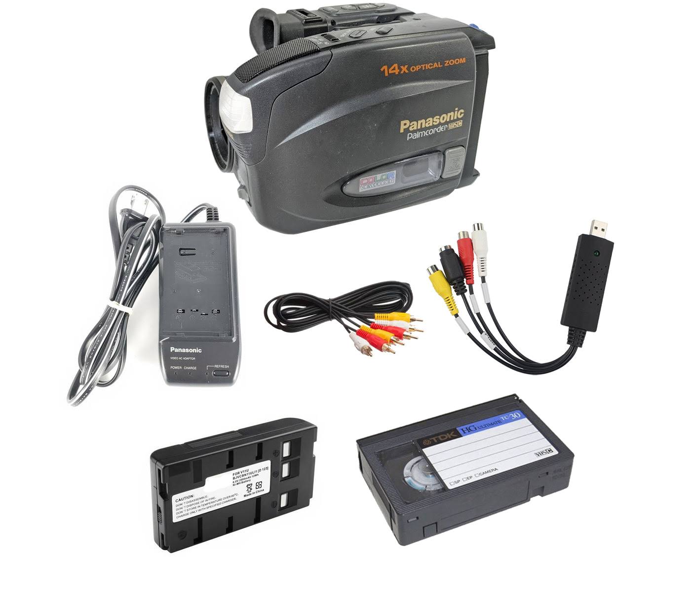 Panasonic VHS-C Tape Player Vintage Camcorder Bundle w/ USB, Blank Tape No Screen